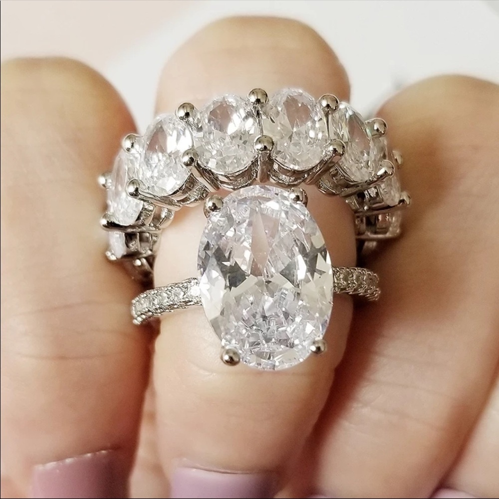 925 sterling silver 6 ct bridal engagement ring